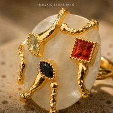 Riody Atelier No.01 – Mosaic Stone Ring | Koleksiyon Serisi Doğal Taş Statement Ring