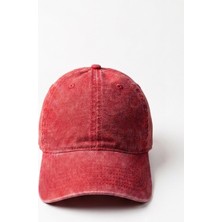 Mollycrush Premium Kırmızı Eskitme Kanvas Beyzbol Şapkası - Unisex Siperlikli Vintage Spor Kep