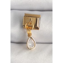 Eco Lounge 316L Çelik Gold Renk Sallantı Damla Zirkon Taşlı Nomination Charm