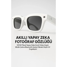 Eco Lounge Beyaz Akıllı Kamera Gözlüğü Fotoğraf Video Çekimi ve Bluetooth Kullanım
