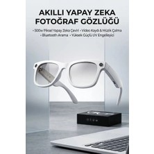 Eco Lounge Beyaz Renk Akıllı Gözlük Kameralı Bluetooth Günlük Kullanım Premium Görünüm