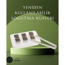 Eco Lounge Paslanmaz Çelikten Üretilmiş Metal Buz Küpü Seti ve Buz Klipsi