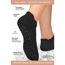 Dore Unisex Hac Umre Tavaf Için Kaymaz Taban Konforlu Kaydırmaz Patik Çorap Standart Beden 36-42 Siyah