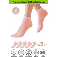 Dore Kadın 5 Çift Bambu Ultra Comfort Terletmeyen Spor Ayakkabı Sneaker Premium Patik Çorap Somon 36-39