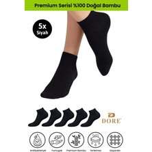 Dore Kadın 5 Çift Bambu Ultra Comfort Terletmeyen Spor Ayakkabı Sneaker Premium Patik Çorap Siyah 36-39