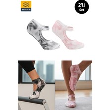 Dore Yazlık Yoga Sports Kaydırmaz Tabanlı Kısa Batik Model Pilates ve Yoga Çorabı 2 Çift Siyah Pembe 36 - 42