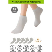 Dore Kadın 5 Çift Bambu Ultra Comfort Terletmeyen Spor Ayakkabı Sneaker Premium Patik Çorap Gri 36-39