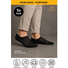 Dore 5 Çift Yazlık Lüks Modal Ultra Comfort Spor Ayakkabı Dikişsiz Görünmez Kısa Çorap Siyah 40-44