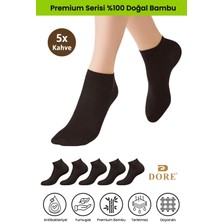 Dore Kadın 5 Çift Bambu Ultra Comfort Terletmeyen Spor Ayakkabı Sneaker Premium Patik Çorap Kahverengi 36-39