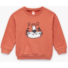 Koton Erkek Bebek Şardonlu Kaplan Işlemeli Uzun Kollu Bisiklet Yaka Sweatshirt