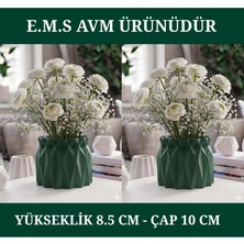 E.M.S 2 Adet Yeşil Renk Büzgülü Saksı Sukulent Menekşe Saksısı Dekoratif Saksı 8,5 x 10 Cm.