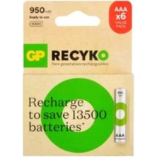 Gp Aaa 950 Mah Şarjlı Ince Kalem Pil 4+2'li Paket GP100AAAHCE4-2BB