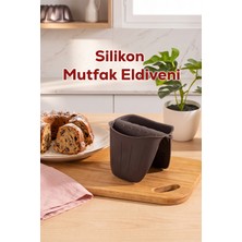 Porsima 33006 Silikon Fırın Eldiveni Isı Yalıtımlı Mikrodalga Fırın Tencere Tepsi Tutacağı Antrasit