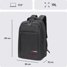 Mack MCC-007 17.3" Office USB Girişli Notebook Sırt Çantası Siyah (Dahili USB Şarj Portu)