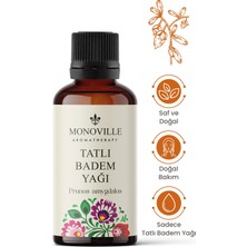 Monoville Tatlı Badem Yağı 30 ml Soğuk Sıkım Saf ve Doğal (Sweet Almond Oil)