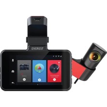 Everest Car15 3.0"Ips Ekran 1080P+720P 120° Açı G-Sensor+Wifi 64Gb Tf Kartlı Araç Ön ve Arka Kamera