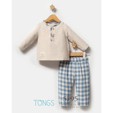 Tongs Baby Erkek Bebek Plaid Alt Üst Takım Mavi 5795