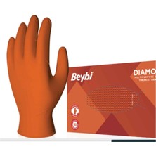 Beybi Diamond Pudrasız Xl Beden Kalın Turuncu Nitril Eldiven Ekstra Büyük 100 Adet