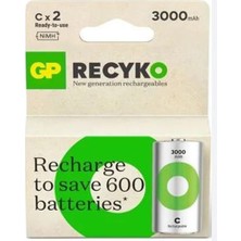 Gp 3000 Mah Orta Boy Şarjlı Pil 2 Li  Paket C Boy GP300CHCBMTR-2EB2