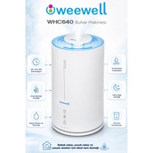 Weewell Üstten Dolum Aromaterapi Uyumlu Ultrasonik Buhar Makinesi Whc640