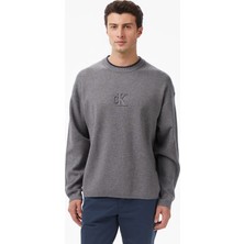 Calvin Klein Embossed Logo Erkek Gri Triko