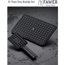 FAWER Faucet & Shower Fawer Siyah Robot Duş Başlığı Seti El ve Tepe Duş Seti