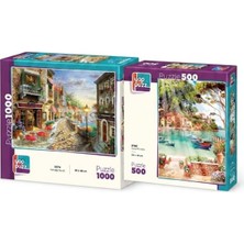 Farbu Oyuncak Yemeğe Davet ve Güne Merhaba Ikili Set - 1000 + 500 Parça Ikili Puzzle Seti
