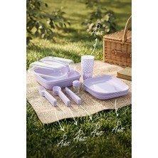 Kitchen Life 32 Parça 6 Kişilik Taşınabilir Kamp ve Piknik Seti Çatal Bıçak Kaşık Sofra Seti