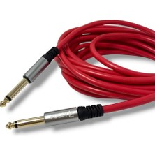 Fully 5metre 6.3mm Erkek-Erkek Mono Gitar Kablo - Kırmızı
