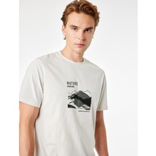Koton Regular Fit Kısa Kollu Pamuklu Bisiklet Yaka Baskılı Tişört