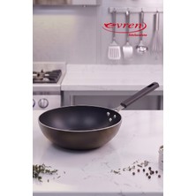 EVREN MUTFAK 30 cm Maestro Wok Tava, Horeca Non-Stick Yapışmaz Taban