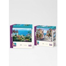 Farbu Oyuncak Sahil Sokak ve Sahil Köyü Ikili Set - 1000 + 500 Parça Ikili Puzzle Seti