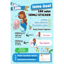 Msticker Deniz Kızları Temalı İsim Yazılabilen Okul Etiketi 190 Adet Kalem Defter Etiketi