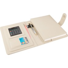 2K Diplomat Dilli Mıknatıs Kapak Organizer Çizgili Defterli 17 x 24 cm Bej