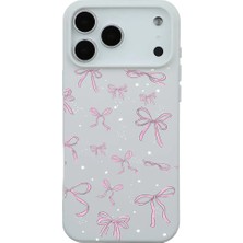Casen iPhone 17 Pro Max Beyaz Ribbon Stars Kamera Korumalı Premium Renkli Silikon Kılıf