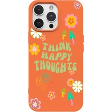 Casen iPhone 12 Pro Turuncu Think Happy Renkli Silikon Kılıfı