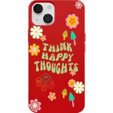 Casen iPhone 13 Kırmızı Think Happy Renkli Silikon Kılıfı