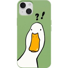 Casen iPhone 12 Yeşil What Duck Ördek Tasarımlı Kamera Korumalı Renkli Silikon Kılıf