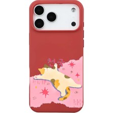 Casen iPhone 17 Pro Max Kırmızı Cat Sleeping Kamera Korumalı Premium Renkli Silikon Kılıf