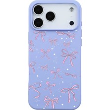 Casen iPhone 17 Pro Lila Ribbon Stars Kamera Korumalı Premium Renkli Silikon Kılıf