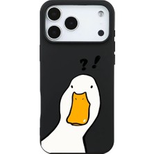 Casen iPhone 17 Pro Max Siyah What Duck Ördek Tasarımlı Kamera Korumalı Renkli Silikon Kılıf
