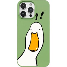 Casen iPhone 12 Pro Max Yeşil What Duck Ördek Tasarımlı Kamera Korumalı Renkli Silikon Kılıf