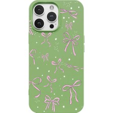 Casen iPhone 14 Pro Yeşil Ribbon Stars Kamera Korumalı Premium Renkli Silikon Kılıf