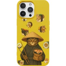 Casen iPhone 11 Pro Sarı Kedi Tasarımlı Gimbap Cat Renkli Silikon Telefon Kılıfı