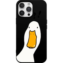 Casen iPhone 16 Pro Max Siyah What Duck Ördek Tasarımlı Kamera Korumalı Renkli Silikon Kılıf