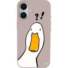 Casen iPhone 16 Pudra What Duck Ördek Tasarımlı Kamera Korumalı Renkli Silikon Kılıf
