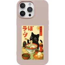 Casen iPhone 11 Pro Pudra Lansman Renkli Silikon Black Cat Tasarımlı Telefon Kılıfı