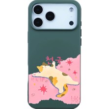 Casen iPhone 17 Pro Max Kaktüs Cat Sleeping Kamera Korumalı Premium Renkli Silikon Kılıf