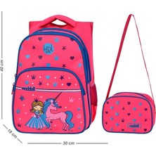 Waddell Pembe Prenses İlkokul Çantası Beslenme Çantalı 6002