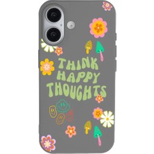 Casen iPhone 17 Gri Think Happy Renkli Silikon Kılıfı
